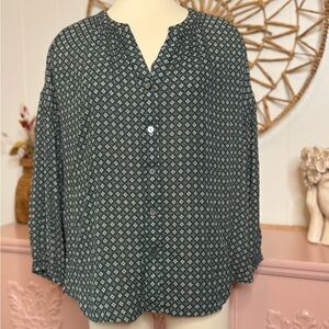 J Jill Elegant‎ Green Patterned Women's Top